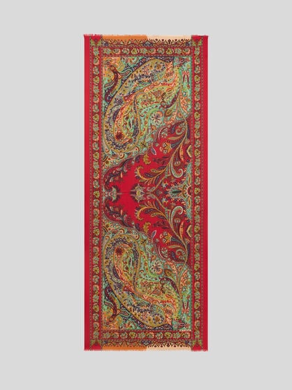 CASHMERE, SILK AND WOOL SCARF WITH PAISLEY MOTIF