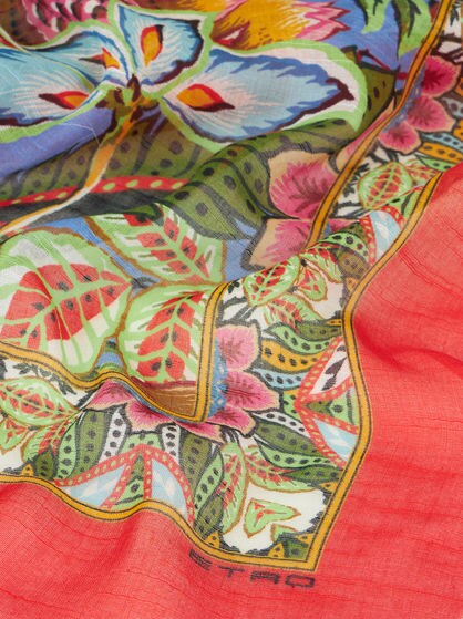 PRINTED COTTON AND SILK SCARF