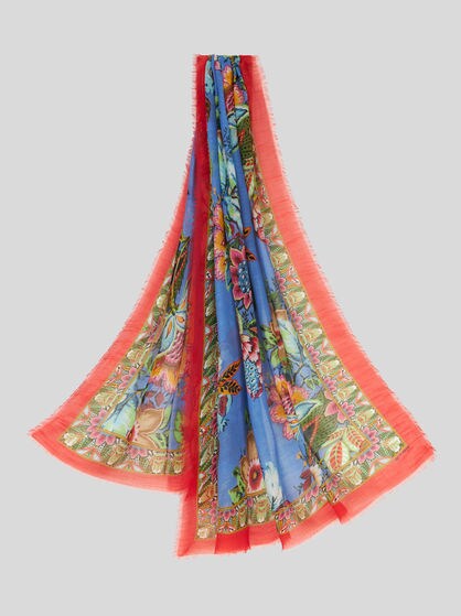PRINTED COTTON AND SILK SCARF