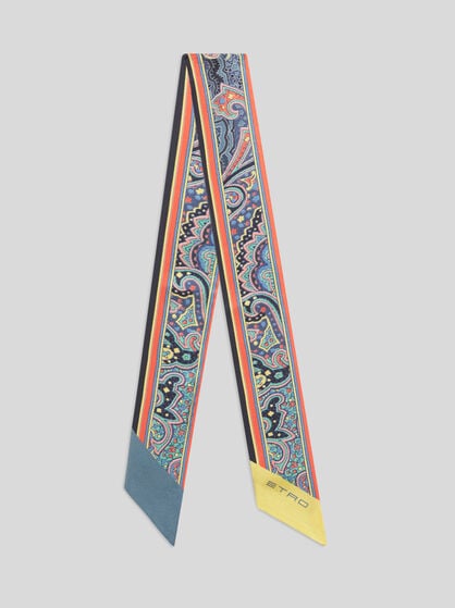 MULTICOLOURED SILK PAISLEYINA WITH PAISLEY MOTIF