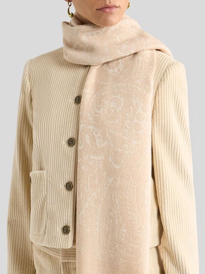 WOOL JACQUARD SCARF WITH FLORAL PAISLEY MOTIF