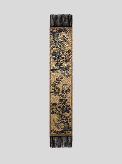 SILK-BLEND VELVET SCARF WITH LEOPARD MOTIF