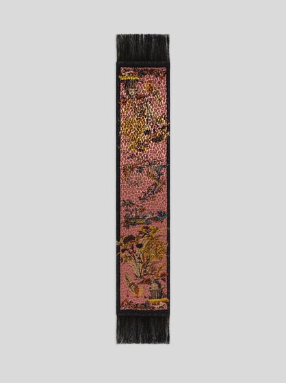 SILK-BLEND VELVET SCARF WITH LEOPARD MOTIF