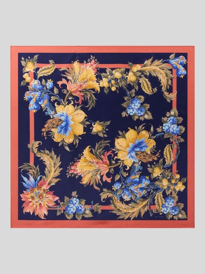 SILK TWILL SCARF WITH FLORAL MOTIF