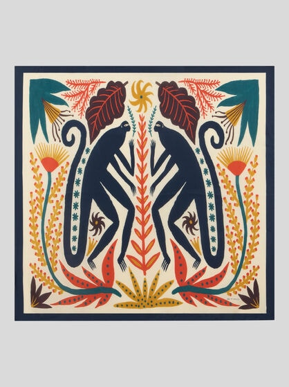 ETRO X TABBY BOOTH SILK TWILL SCARF WITH PLACED PRINT