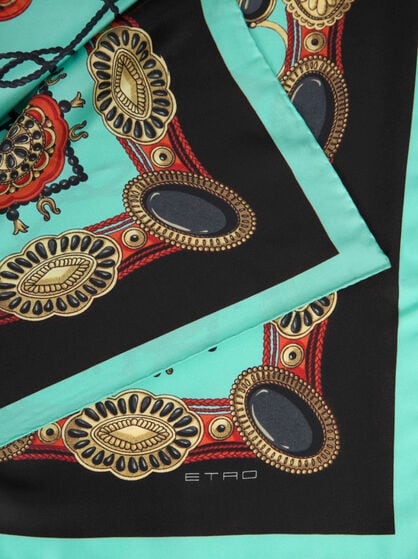 SILK SCARF WITH JEWEL MOTIF