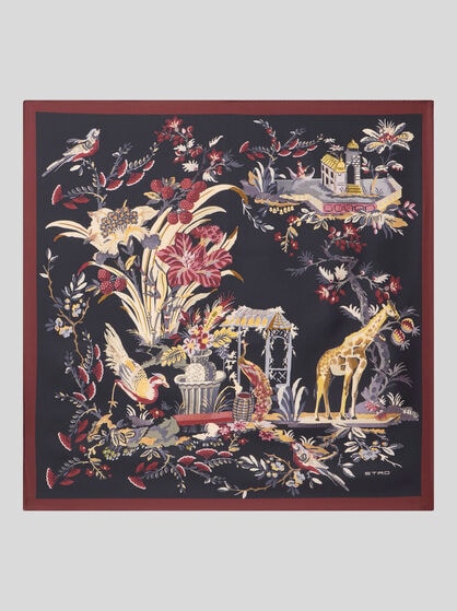 SILK TWILL SCARF WITH FLORAL PAISLEY MOTIF