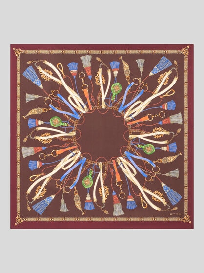 SILK SCARF WITH CHARM MOTIF