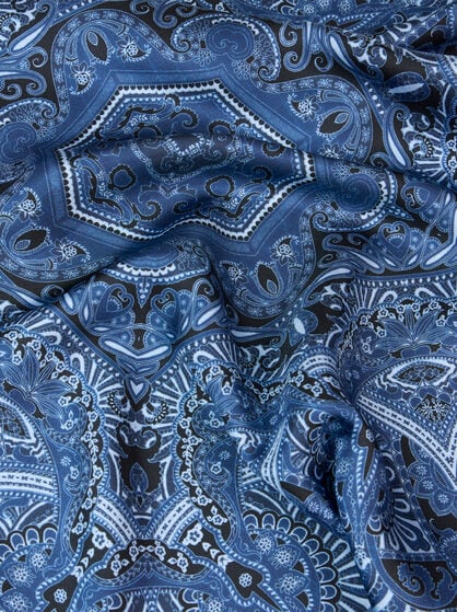 SILK SCARF WITH GEOMETRIC MOTIF