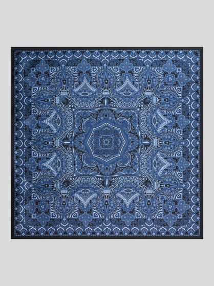 SILK SCARF WITH GEOMETRIC MOTIF