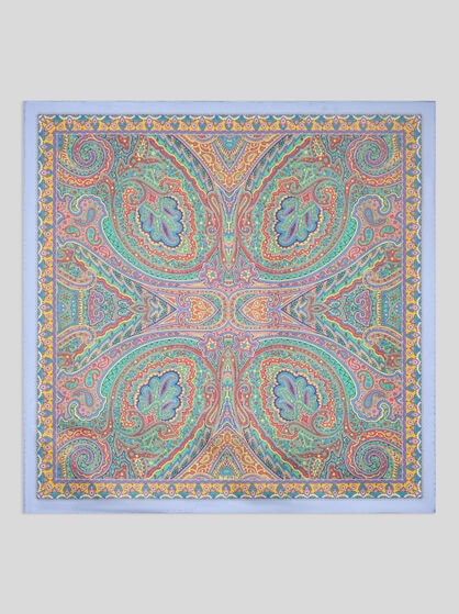 SILK SCARF WITH PAISLEY FOLIAGE MOTIF