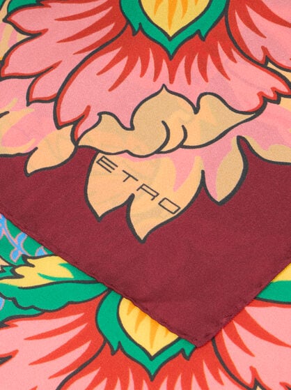 SILK SCARF WITH FLORAL JACQUARD MOTIF