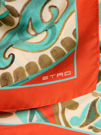 MULTICOLOURED PAISLEY SILK SCARF