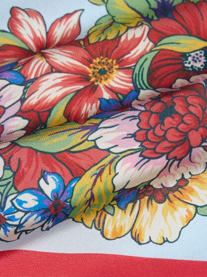 프린트 실크 판초