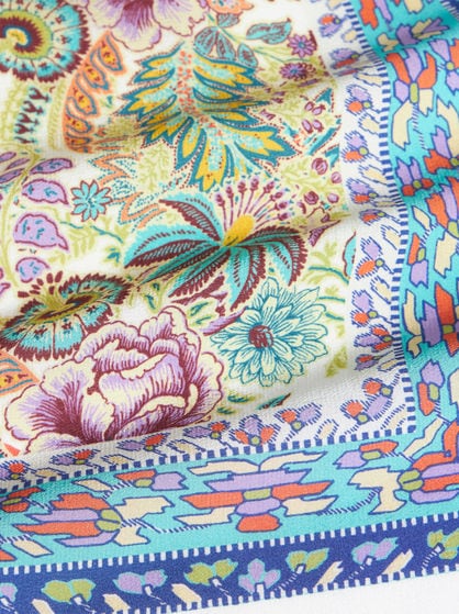 프린트 실크 판초