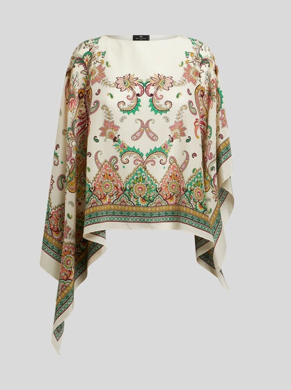 FLORAL PAISLEY SILK PONCHO