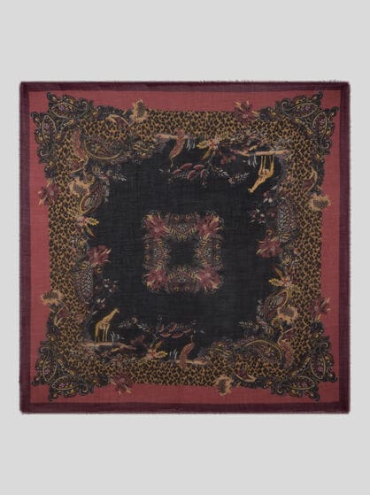 SCHULTERTUCH AUS WOLLE, KASCHMIR UND SEIDE MIT ANIMAL- UND PAISLEY-MOTIV