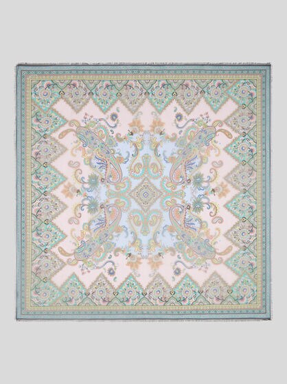 SILK SHAWL WITH LEAFY PAISLEY MOTIF