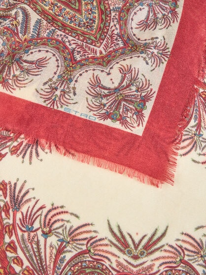 WOOL, CASHMERE AND SILK SHAWL WITH PRINT