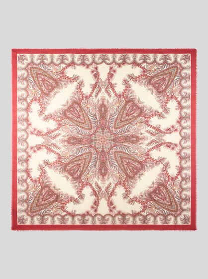 WOOL, CASHMERE AND SILK SHAWL WITH PRINT