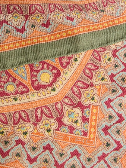 WOOL AND SILK SHAWL WITH PLACED PRINT