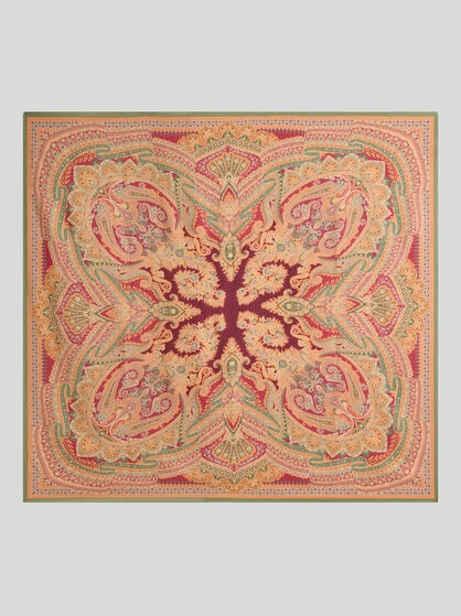 WOOL AND SILK SHAWL WITH PLACED PRINT