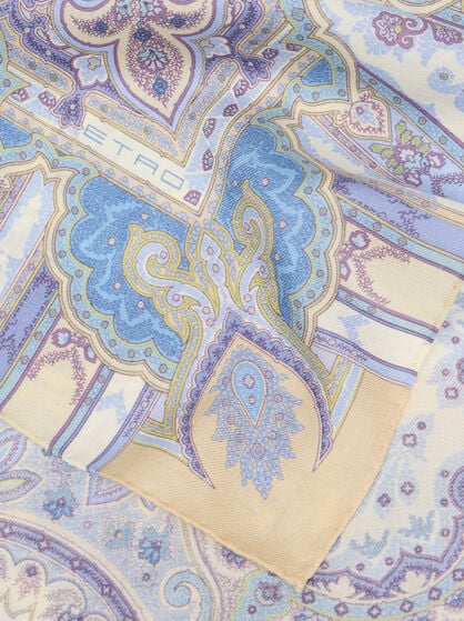 WOOL AND SILK SHAWL WITH PLACED PRINT