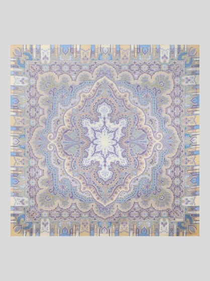 WOOL AND SILK SHAWL WITH PLACED PRINT