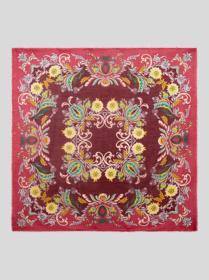 CASHMERE-BLEND SHAWL WITH DAFFODIL MOTIF