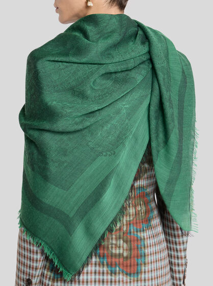 WOOL-BLEND JACQUARD SHAWL WITH PAISLEY MOTIF