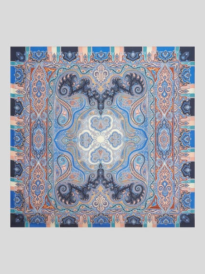 SILK AND CASHMERE SHAWL WITH GEOMETRIC MOTIF