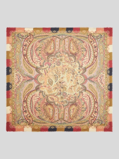 WOOL AND SILK SHAWL WITH PRINT