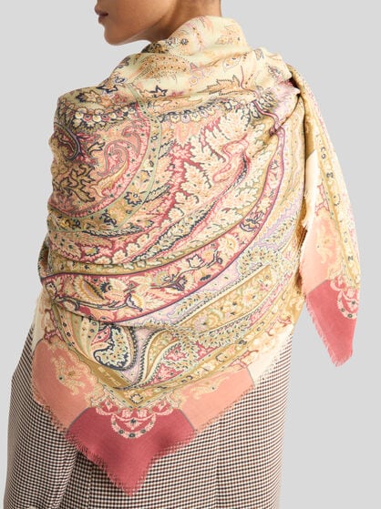 WOOL AND SILK SHAWL WITH PRINT