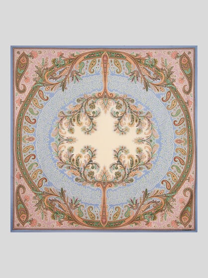 WOOL AND SILK SHAWL WITH CIRCULAR PRINT