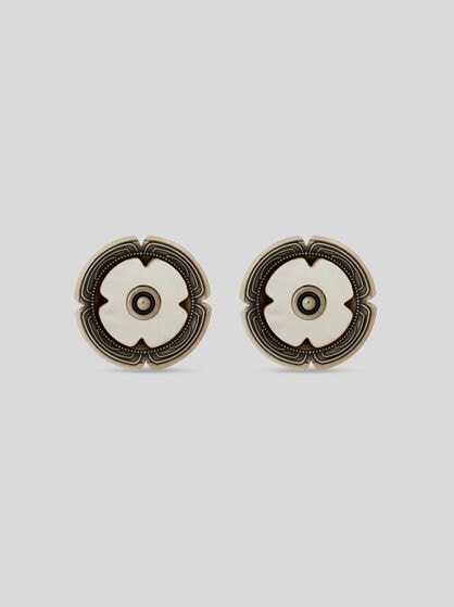 SILVER-FINISH EARRINGS WITH MOTHER-OF-PEARL FLOWER