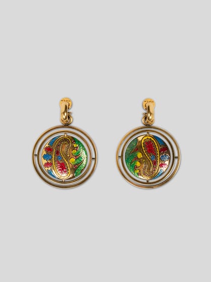 DROP EARRINGS WITH PAISLEY BUTTON