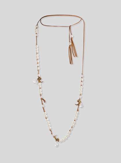 NECKLACE WITH PEARLS AND PAISLEY BEES