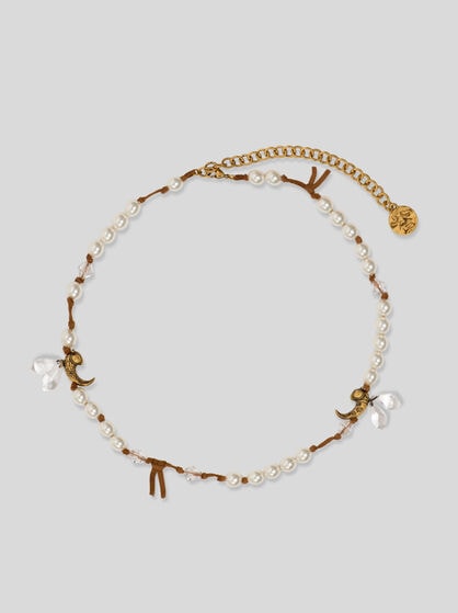 NECKLACE WITH PEARLS AND PAISLEY BEES