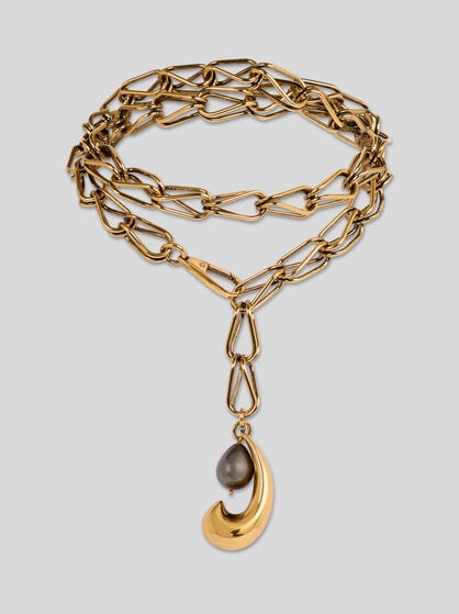 페이즐리 프린트 & 비즈장식 목걸이