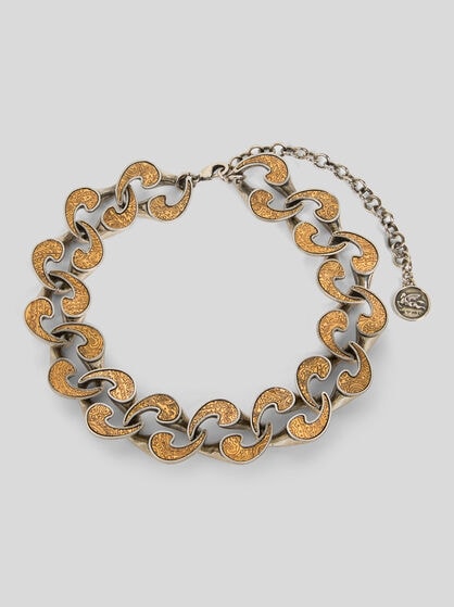 DUAL-FINISH PAISLEY NECKLACE