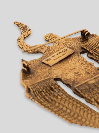 BRASS PHOENIX BROOCH WITH FRINGING