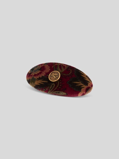 VELVET HAIR CLIP WITH FLORAL PRINT