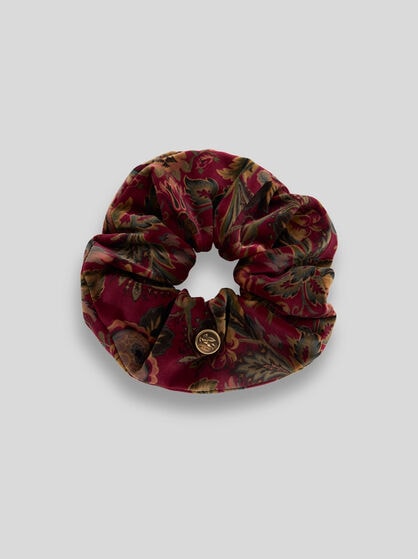 VELVET SCRUNCHIE WITH FLORAL PRINT