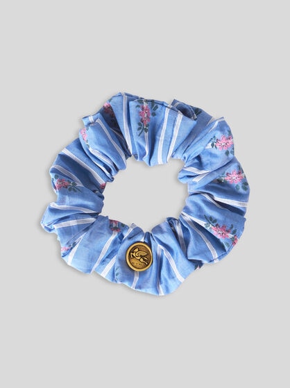 SCRUNCHIE JACQUARD IN COTONE A RIGHE CON RICAMI FIL COUP&Eacute;