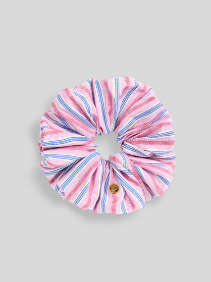 COTTON JACQUARD SCRUNCHIE WITH FIL COUP&Eacute; STRIPES