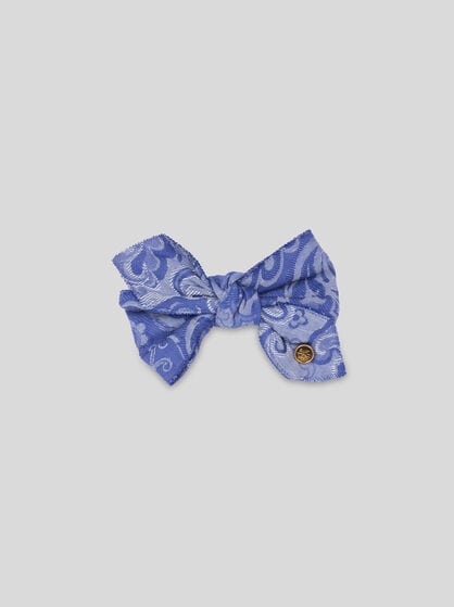 JACQUARD DENIM HAIR CLIP WITH BOW