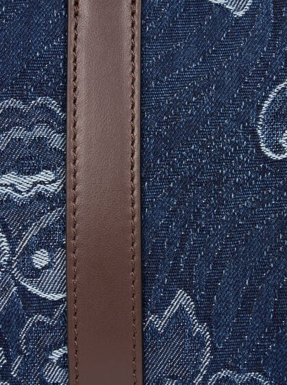 SMALL JACQUARD DENIM TOP-HANDLE BAG