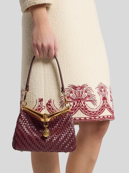 SMALL WOVEN LEATHER VELA BAG