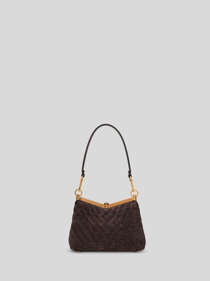 SMALL WOVEN SUEDE VELA BAG