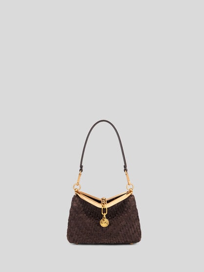 SMALL WOVEN SUEDE VELA BAG